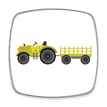 Farm tractor - Square fridge magnet - white - Front