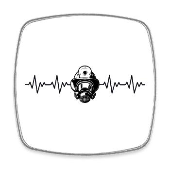Firefighter Fire Brigade ECG Heartbeat - Square fridge magnet - white - Front