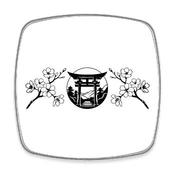 Japanischer Garten und Sakura-Blume - Viereckiger Kühlschrankmagnet - Weiß - Vorne
