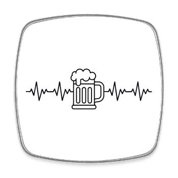 Bier Party Apres Ski JGA EKG Herzschlag - Viereckiger Kühlschrankmagnet - Weiß - Vorne