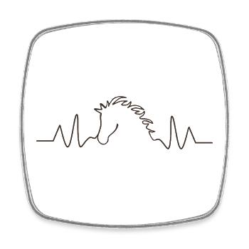 Ligne ECG Cheval Battement de Cœur Équitation - Magnet carré - blanc - Devant
