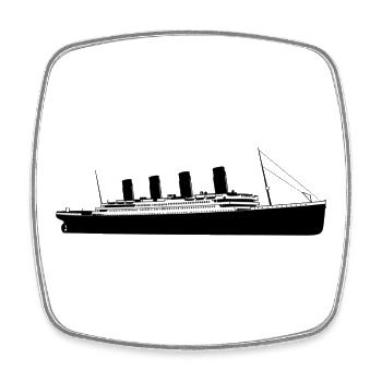 Silhouette de paquebot d’océan Design vintage - Magnet carré - blanc - Devant