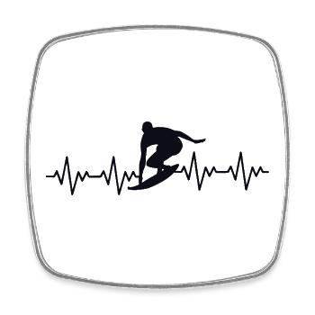 Surfer Surfing ECG Heartbeat - Square fridge magnet - white - Front