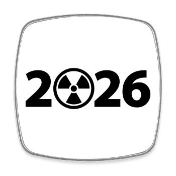 Attention Radioactive 2026, Radiation 2026 - Square fridge magnet - white - Front
