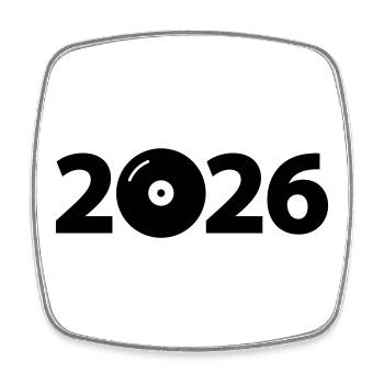 Music DJ Vinyl Record Party 2026 - Square fridge magnet - white - Front