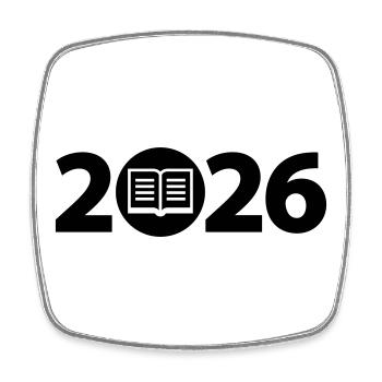 Buch 2026, Ausbildung 2026, Bücherei 2026 - Viereckiger Kühlschrankmagnet - Weiß - Vorne