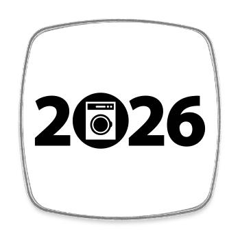 Machine à laver 2026, lessive 2026 - Magnet carré - blanc - Devant