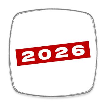 2026 Jahr - Viereckiger Kühlschrankmagnet - Weiß - Vorne