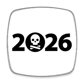 Pirate 2026, Skull 2026, Halloween 2026 - Square fridge magnet - white - Front
