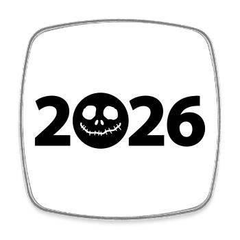 Totenkopf 2026 Halloween 2026 Jack-O-Lantern 2026 - Viereckiger Kühlschrankmagnet - Weiß - Vorne