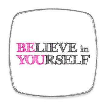 Believe In Yourself - Pink Scribble Black - Square fridge magnet - white - Front