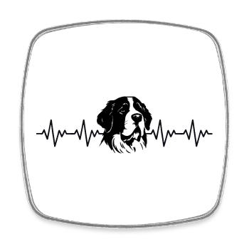 St. Bernard ECG Heartbeat - Square fridge magnet - white - Front