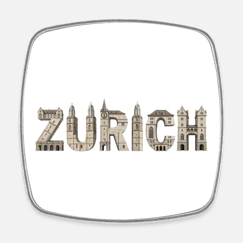 Typographie de l’architecture de Zurich - Magnet carré - blanc