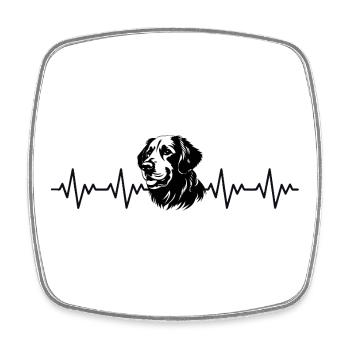 Golden Retriever EKG Herzschlag - Viereckiger Kühlschrankmagnet - Weiß - Vorne