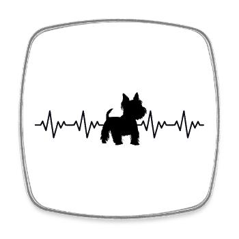 Battement de cœur dans l’ECG Westie West Highland Terrier - Magnet carré - blanc - Devant