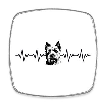 Westie West Highland Terrier ECG Heartbeat - Square fridge magnet - white - Front