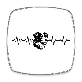 Battement de cœur ECG Border Collie - Magnet carré - blanc - Devant