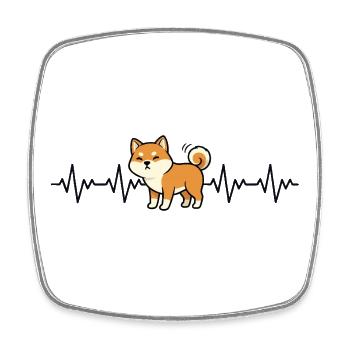 Shiba Inu EKG Herzschlag - Viereckiger Kühlschrankmagnet - Weiß - Vorne