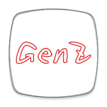 GenZ Graffiti Rot - Viereckiger Kühlschrankmagnet - Weiß - Vorne