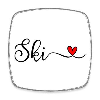 Ski - Viereckiger Kühlschrankmagnet - Weiß - Vorne