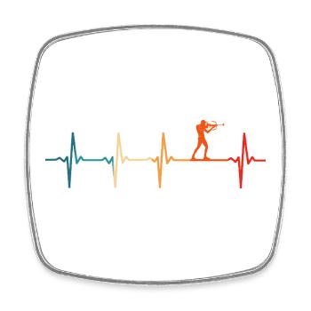 Biathlon rythme cardiaque biathlète ski - Magnet carré - blanc - Devant