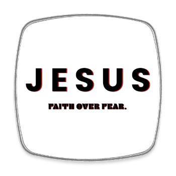 Jesus, Faith Over Fear - Christian Clothing - Square fridge magnet - white - Front