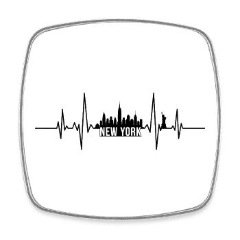 New York Heartbeat Skyline - Square fridge magnet - white - Front