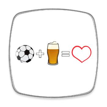 Football plus beer equals love - Square fridge magnet - white - Front