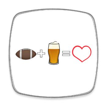 American Football Bier Herz - Viereckiger Kühlschrankmagnet - Weiß - Vorne