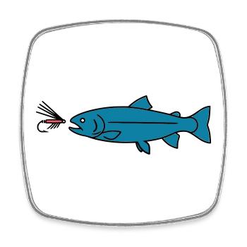 Fliegenfischen Forelle Biss Köder Vektor - Viereckiger Kühlschrankmagnet - Weiß - Vorne