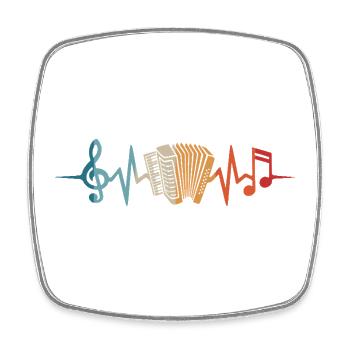 Accordion heartbeat accordionist musician - Square fridge magnet - white - Front