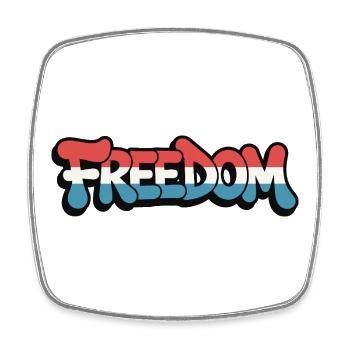 Freedom Typografie Statement Design - Viereckiger Kühlschrankmagnet - Weiß - Vorne