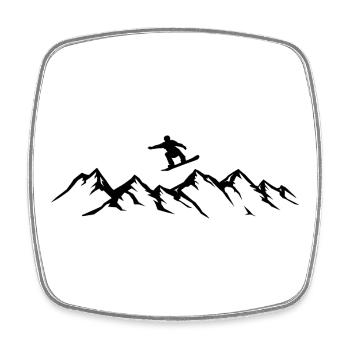 Snowboarder Mountains Snowboard - Magnet carré - blanc - Devant