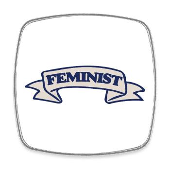 Feminist Crest Ribbon Design - Square fridge magnet - white - Front