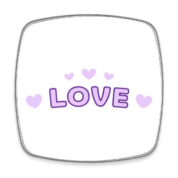 Amour Violet Typo Coeur - Magnet carré - blanc - Devant