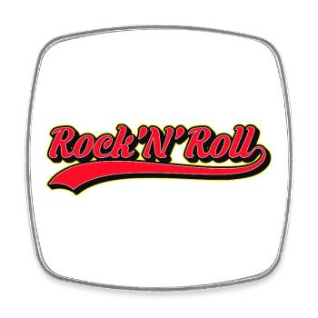 Rock 'N' Roll Retro Script Logo - Square fridge magnet - white - Front