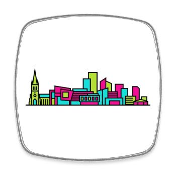 Derby City Skyline Kathedrale Moderne Linienkunst - Viereckiger Kühlschrankmagnet - Weiß - Vorne