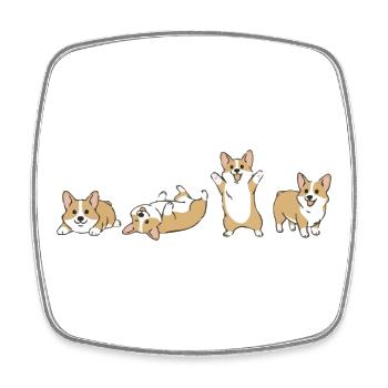 Corgi Parade Chiens Joyeux - Magnet carré - blanc - Devant