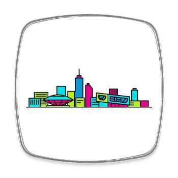 Horizon de la ville d’Eindhoven Evoluon Modern Line Art - Magnet carré - blanc - Devant