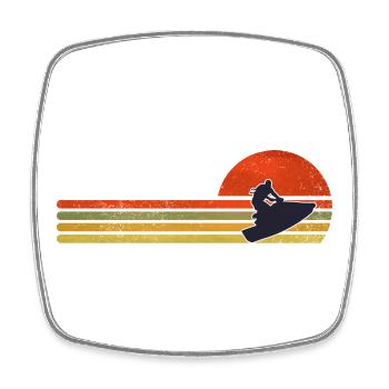 Retro Sonnenuntergang Snowboard - Viereckiger Kühlschrankmagnet - Weiß - Vorne