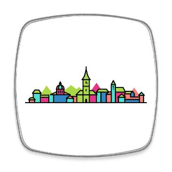 Biel Bienne City Skyline Moderne Linienkunst - Viereckiger Kühlschrankmagnet - Weiß - Vorne