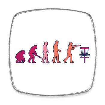 Disc Golf Evolution Funny Disc Golfer Flying Disc - Square fridge magnet - white - Front