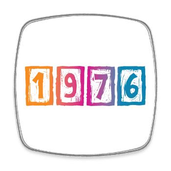 Vintage 1976 - Viereckiger Kühlschrankmagnet - Weiß - Vorne