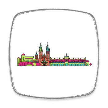 Skyline der Stadt Krakau, Schloss Wawel, Moderne Kunst - Viereckiger Kühlschrankmagnet - Weiß - Vorne