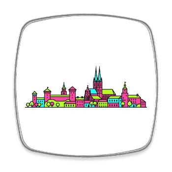 Lubliner Stadt, Skyline, Krakauer Tor, Moderne Kunst - Viereckiger Kühlschrankmagnet - Weiß - Vorne