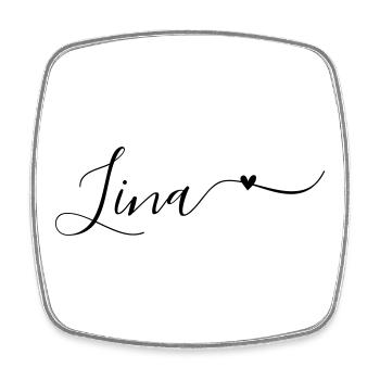 Lina Name Vorname Dekorativ - Viereckiger Kühlschrankmagnet - Weiß - Vorne
