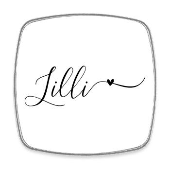 Nom de famille Lilli Prénom décoratif - Magnet carré - blanc - Devant