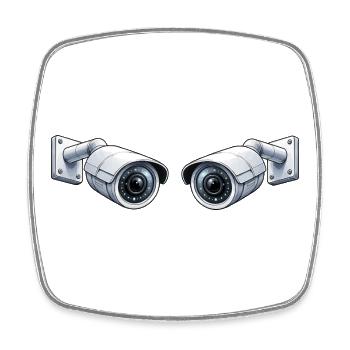 Caméra de surveillance - Magnet carré - blanc - Devant