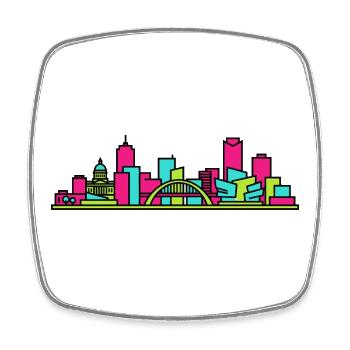 Winnipeg City Skyline Museum Moderne Linienkunst - Viereckiger Kühlschrankmagnet - Weiß - Vorne