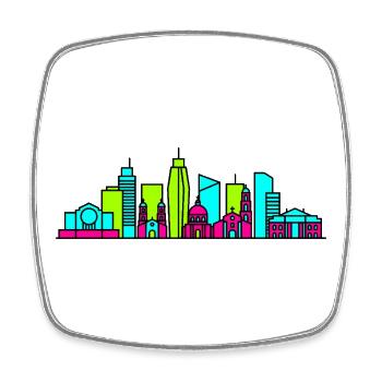 Manila City Skyline Rizal Monument Moderne Kunst - Viereckiger Kühlschrankmagnet - Weiß - Vorne